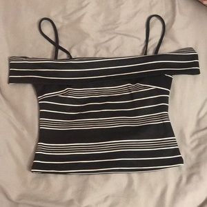 Black and white striped crop top
